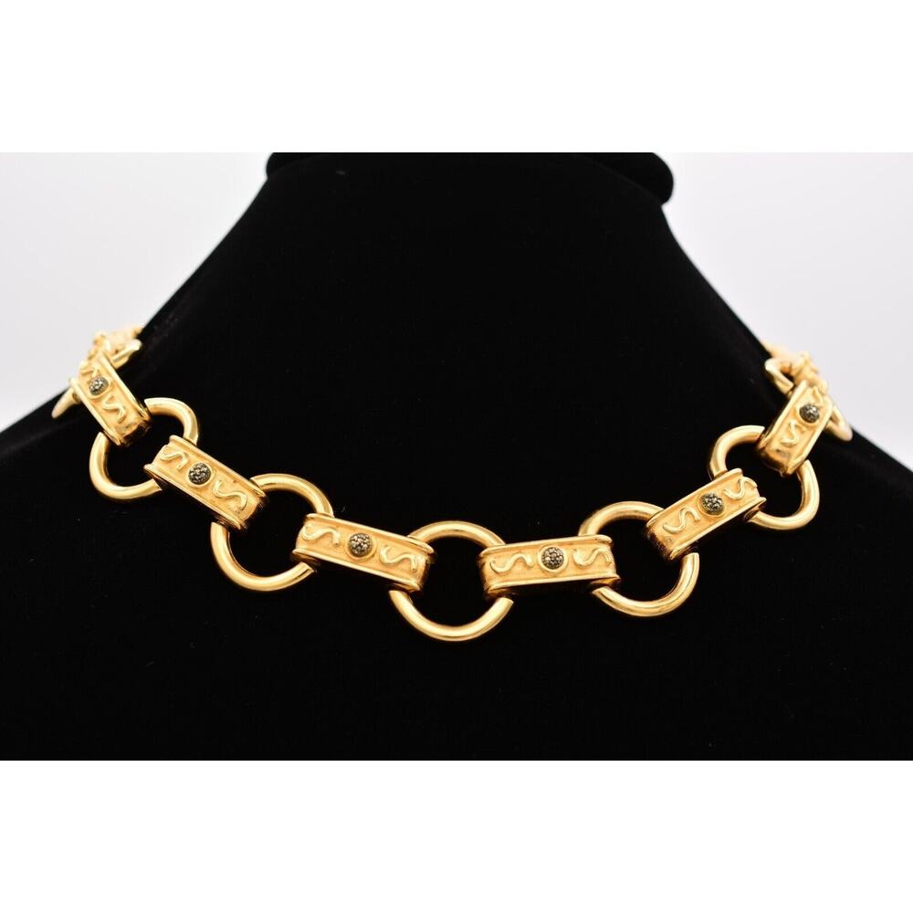 Judith Jack Vintage Collar Necklace Marcaite Gold Chunky Heavy Signed 1970s Bin1